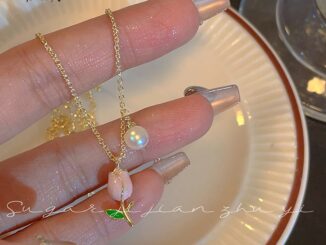 สร้อยคอโชคเกอร์ จี้ดอกทิวลิป สีชมพู 17 กม. สําหรับเครื่องประดับ
