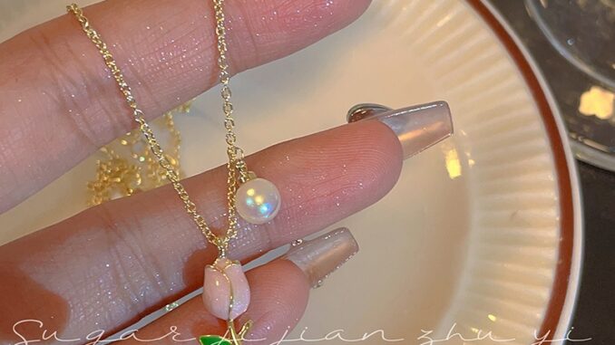 สร้อยคอโชคเกอร์ จี้ดอกทิวลิป สีชมพู 17 กม. สําหรับเครื่องประดับ สร้อยคอโชคเกอร์ จี้ดอกทิวลิป สีชมพู 17 กม. สําหรับเครื่องประดับ