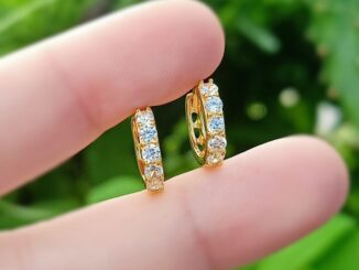 ต่างหูห่วงเพชรcz ( 10mm.) ต่างหูหุ้มทอง แถมตลับฟรี