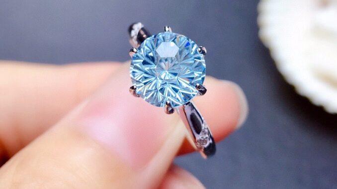 Kuhong Sky Blue Topaz แหวนเงินสเตอร์ลิง 925 ประดับพลอยอัญมณี สีฟ้า สําหรับผู้หญิง งานแต่งงาน|แหวน