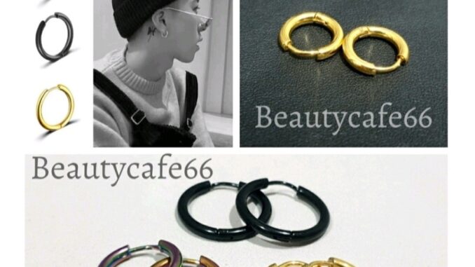 (1 คู่) HT02 จิวห่วงสแตนเลส Stainless 3 สี รุ้ง ดำ ทอง จิวห่วง ต่างหูห่วง หนา 2.5 mm. ก้าน 1.0 mm.