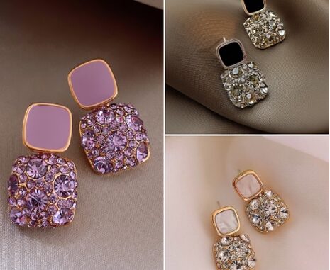 Bling Bling CZ เพทาย ผู้หญิง ต่างหูสตั๊ด ทรงสี่เหลี่ยม งานแต่งงาน หมั้น ปาร์ตี้ เจ้าสาว ต่างหู สาว เครื่องประดับ คุณภาพสูง