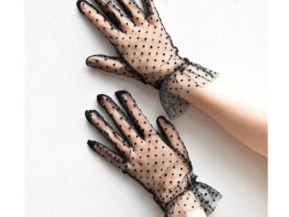 ถุงมือสั้นแฟชั่น ถุงมือเจ้าสาวลายจุด ถุงมือแฟชั่นสำหรับผู้หญิง
