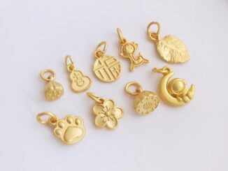 สร้อยข้อมือ จี้รูปดอกซากุระ ใบไม้ แมว ปาล์ม กวาง สีทอง 18K diy