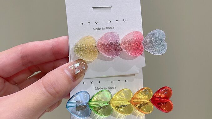 กิ๊บติดผม รูปหัวใจน่ารัก สีรุ้ง สไตล์ญี่ปุ่น สําหรับผู้หญิง