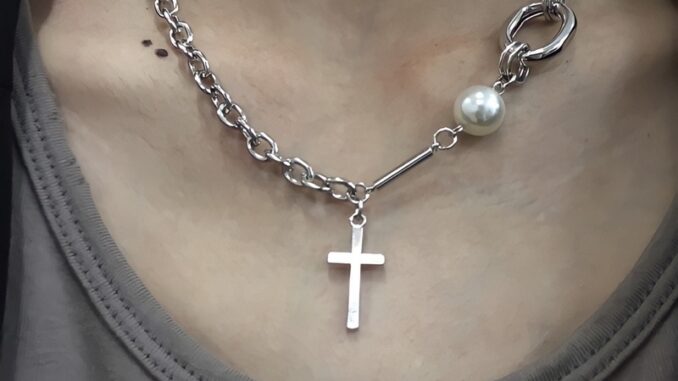 【 พร้อมส่ง 】Cross & Pearl Necklace สร้อยกางเขนไข่มุก