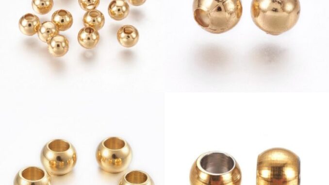 ลูกปัดสแตนเลส ชุปทอง (14k) มีขนาดมากกว่านั้น  (2-20 เม็ด). (พร้อมส่ง)