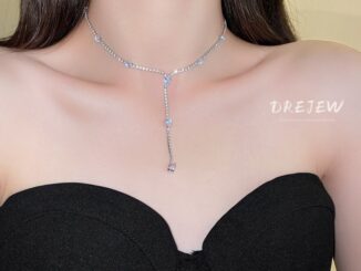 DREJEW สร้อยคอโซ่ยาว จี้รูปตัว Y ประดับเพชร กันแพ้ หรูหรา สําหรับผู้หญิง