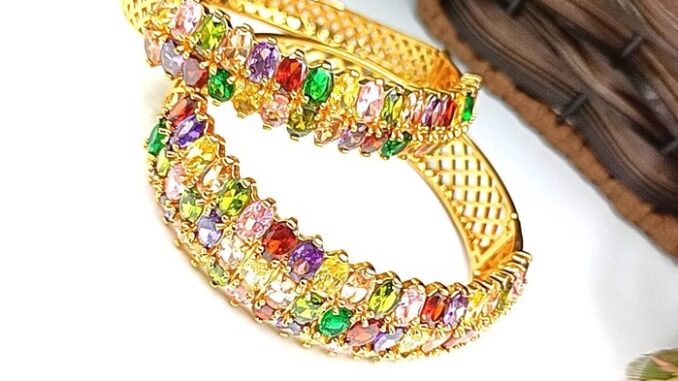 jewelryshop365 K105 กำไลข้อมือนพเก้า งาน CZ แท้