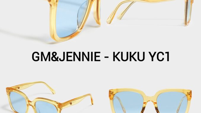 Gm & JENNIE JENTLE HOME Series - KUKU YC1 แว่นกันแดด ทรงสี่เหลี่ยม สีเหลืองอะซิเตท