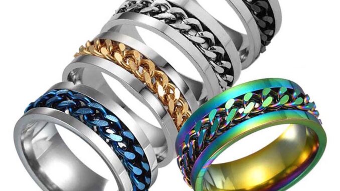 [Exquisite Jewelry House] แหวนสเตนเลส หมุนได้ สําหรับผู้ชาย