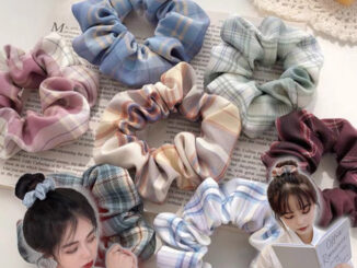 ยางรัดผมผ้า ลายสก็อต สไตล์เกาหลี มี10สี รหัสY37 (ขายส่ง6บาท)