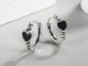 bonnie - black heart hoop ต่างหูห่วงรูปหัวใจสีดำ ตุ้มหู ต่างหูแฟชั่นสไตล์เกาหลี เงินแท้สำหรับคนแพ้ง่าย