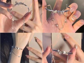 Ins Style อารมณ์ สร้อยข้อมือผีเสื้อ คลาสสิก โซ่คู่ พู่ สายรัดข้อมือ หรูหรา เปิดกําไลข้อมือ