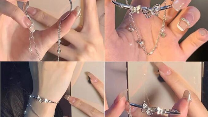 Ins Style อารมณ์ สร้อยข้อมือผีเสื้อ คลาสสิก โซ่คู่ พู่ สายรัดข้อมือ หรูหรา เปิดกําไลข้อมือ Ins Style อารมณ์ สร้อยข้อมือผีเสื้อ คลาสสิก โซ่คู่ พู่ สายรัดข้อมือ หรูหรา เปิดกําไลข้อมือ