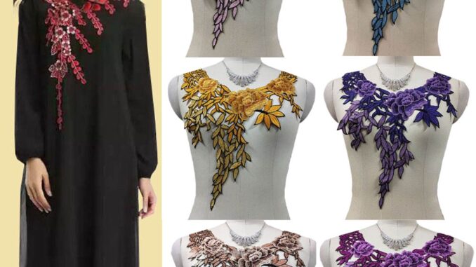 ผ้าลูกไม้ ลายดอกไม้ สําหรับตกแต่งคอเสื้อ 1 ชิ้น