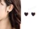 ต่างหูเหล็กไทเทเนียม ชุบทอง 18K รูปหัวใจพีช สีดํา สไตล์เกาหลี แฟชั่นสําหรับผู้หญิง