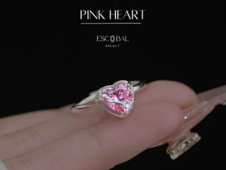 ESCOBAL ประสบความสำเร็จ พร้อมส่ง แหวนเงินแท้ Pink Heart  แหวนเพชรสีชมพู ขายดี สไตล์ใหม่ 2024 ไม่ลอกไม่ดำ