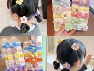 มาหยา กิ๊ฟช้อป  ยางรัดผม ดอกไม้ โบว์น่ารัก สีสดใส ขนาดเส้นผ่าศูนย์กลาง 4 ซ.ม. เส้นใหญ่ ยืดหยุ่นได้เยอะ แพ็ค 6 ชิ้น