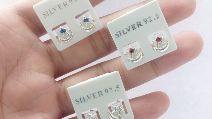 ต่างหูเงินแท้ star&moon earrings 92.5% เงินแท้ (ดาวพระจันทร์เสี้ยวพลอย) ต่างหูเงินแท้ star&moon earrings 92.5% เงินแท้ (ดาวพระจันทร์เสี้ยวพลอย)