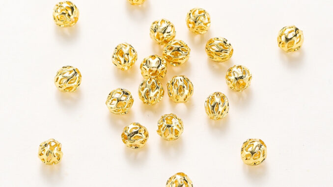 St. kunkka 20 ชิ้น 4-6 มม. ลูกกลวงทองคำแท้รักษาสี 18K สำหรับทำเครื่องประดับ DIY เหมาะสำหรับสร้อยข้อมือและสร้อยคอ