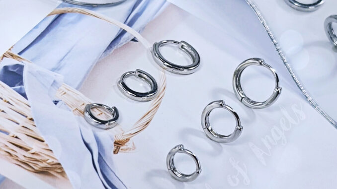 [พร้อมส่ง] ต่างหูก้านเงินS925 ต่างหูห่วงเบสิคหนา ขอบเหลี่ยม ห่วงเล็ก 8mm 10mm 12mm สีเงิน Silver925 ต่างหูมินิมอล