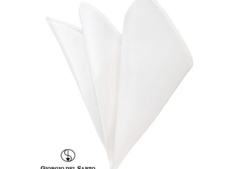 GIORGIO DEL SARTO Silk White T Pocket Square ผ้าเสียบสูทไหม 100%Silk
