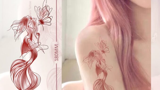 【Mars Tattoo】รอยสักชั่วคราว ลายผีเสื้อ นางเงือก ผีเสื้อ ติดทนนาน CD033