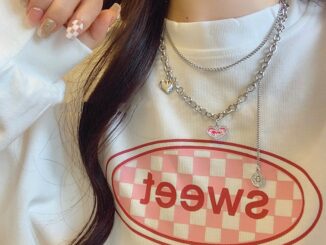 ใหม่ สร้อยคอ จี้หัวใจ สีชมพู สองชั้น พรีเมี่ยม สําหรับผู้หญิง