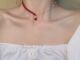 [highbuying] สร้อยคอ โช้คเกอร์ จี้ไข่มุก รูปหัวใจ สีแดง อสมมาตร เครื่องประดับแฟชั่นสตรี พร้อมส่ง