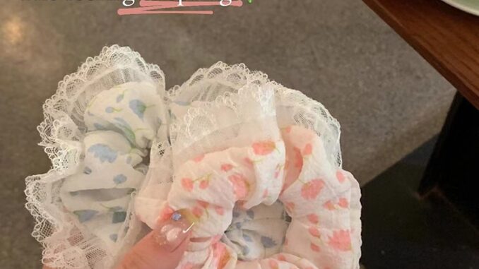 ยางรัดผม แบบยืดหยุ่น แต่งลูกไม้ ลายดอกไม้ สไตล์เกาหลี สําหรับเด็กผู้หญิง