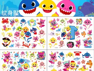สติกเกอร์รอยสัก ลายฉลามน่ารัก แบบใช้แล้วทิ้ง ขนาด 10.5X15.5 ซม. สําหรับเด็ก จํานวน 1 ชิ้น