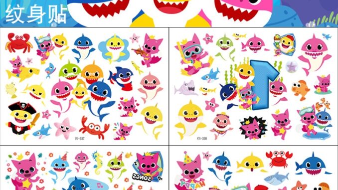 สติกเกอร์รอยสัก ลายฉลามน่ารัก แบบใช้แล้วทิ้ง ขนาด 10.5X15.5 ซม. สําหรับเด็ก จํานวน 1 ชิ้น