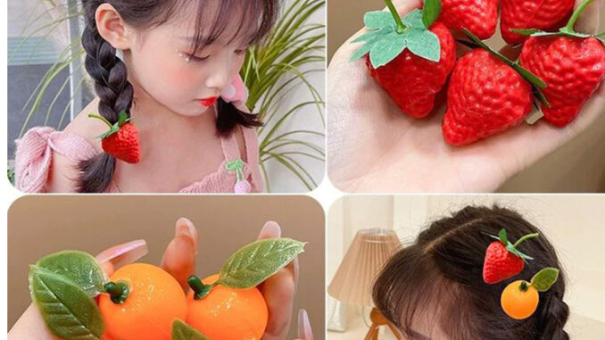 CODพร้อมส่งกิ๊บติดผมผลไม้สีแดงสตรอเบอร์รี่น่ารักราคาถูกที่สุดเด็กเครื่องประดับผม-detlyet
