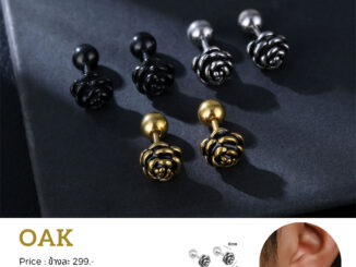 Our XX Oak ต่างหูเจาะ วัสดุไทเทเนียมเกรดเครื่องมือแพทย์ (P009-P011)