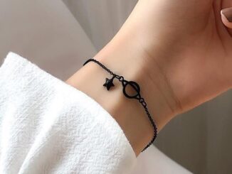 เครื่องประดับ สร้อยข้อมือ จี้ดาวเคราะห์ สีดํา สไตล์เกาหลี สําหรับผู้หญิง