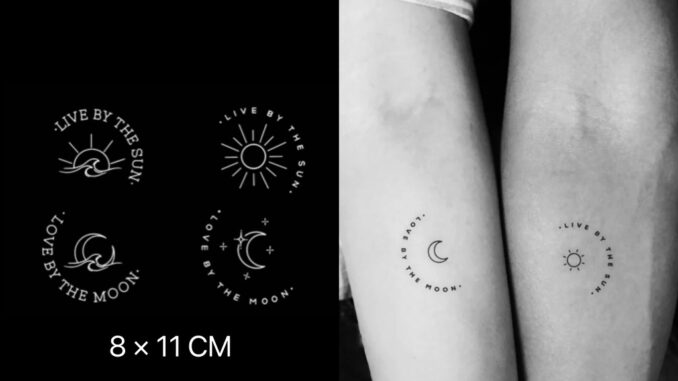 【Mars Tattoo】ใหม่ สติกเกอร์รอยสักชั่วคราว กึ่งถาวร ลายดวงจันทร์ ดวงอาทิตย์ ดวงอาทิตย์ปลอม ติดทนนาน 2 สัปดาห์ X041