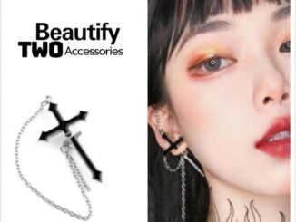 ➕ต่างหูสตั๊ดไม้กางเขนสีดำสไตล์สาวพังค์สวยดุดูดาร์คมาก
