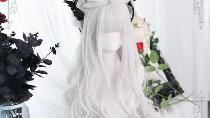 Cosplay Wig White Long Curly / Straight Wig with Bangs Lolita White Cosplay Wig Synthetic Wig for Women Men Heat Resistant