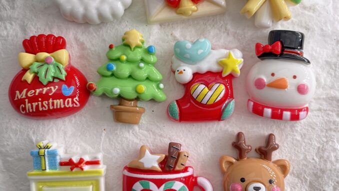 [4 #] Jibbitz Crocs กิ๊บติดผมเรซิ่น ลายการ์ตูนคริสต์มาส 10 แบบ แฮนด์เมด diy FN