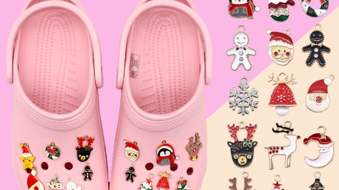 เครื่องประดับ รองเท้าแตะ Crocs Jibbitz โลหะ PVC ลายการ์ตูนคริสต์มาสน่ารัก ถอดออกได้ DIY