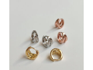 A.piece  ต่างหู [Silver 925 pin+Brass] Simple two line one-touch