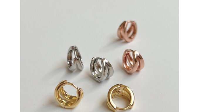 A.piece  ต่างหู [Silver 925 pin+Brass] Simple two line one-touch