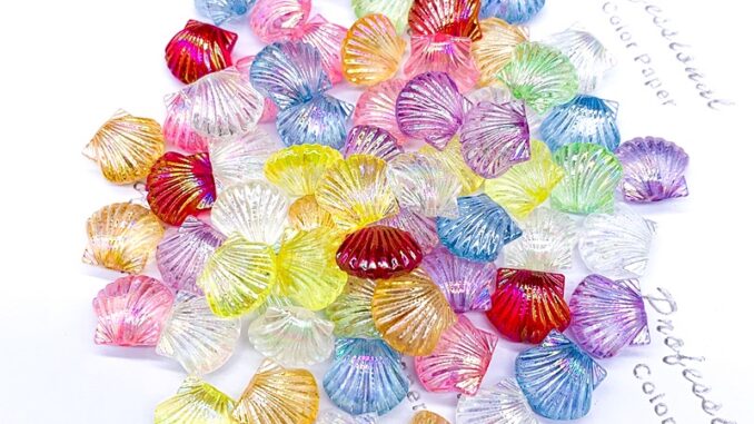 ลูกปัดอะคริลิค AB สีเปลือกหอย ขนาด 12 มม. สําหรับทําเครื่องประดับ DIY จํานวน 50 ชิ้น ต่อชุด