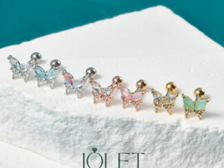 jolet ต่างหูผู้หญิงผีเสื้อเงินแท้  แบบเสียบแพ้ง่ายใส่ได้ไม่ลอกใส่อาบน้ำได้