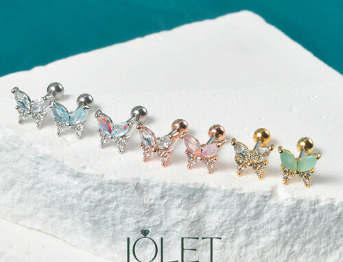jolet ต่างหูผู้หญิงผีเสื้อเงินแท้  แบบเสียบแพ้ง่ายใส่ได้ไม่ลอกใส่อาบน้ำได้