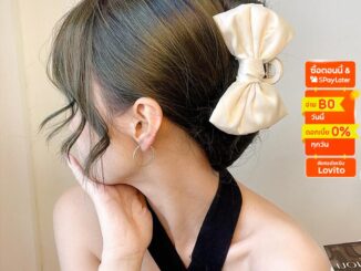 Lovito กิ๊บติดผมโบ สำหรับผู้หญิง LNA09358 (ฟ้าอ่อน/ขาว/ดำ)