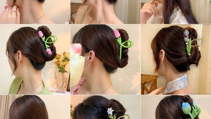 กิ๊บติดผม แบบเคลือบ รูปดอกทิวลิป ขนาดใหญ่ เครื่องประดับผม