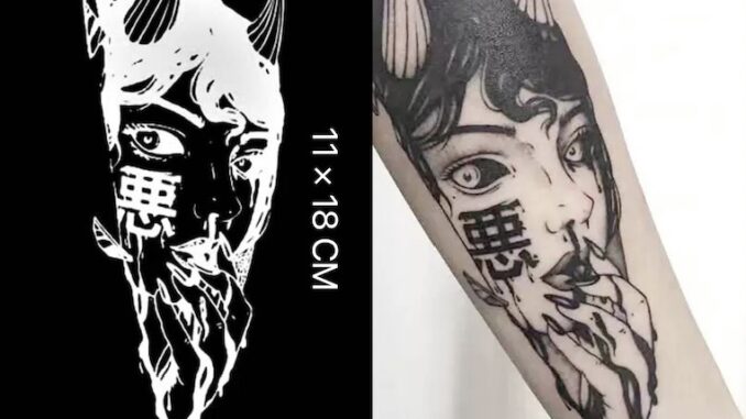 【Mars Tattoo】ใหม่ สติกเกอร์รอยสักชั่วคราว ลายอะนิเมะญี่ปุ่น กึ่งถาวร 2 สัปดาห์ ติดทนนาน D107