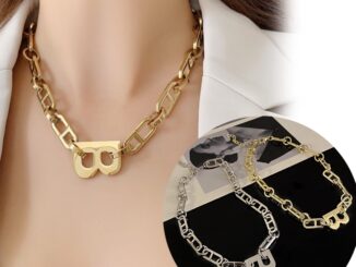 ฮิปฮอป พังก์ พังก์ สร้อยคอโซ่ หรูหรา ออกแบบตัวอักษร B Charm สร้อยคอโช้คเกอร์ สีทอง โกธิค เครื่องประดับสําหรับผู้หญิง ปาร์ตี้